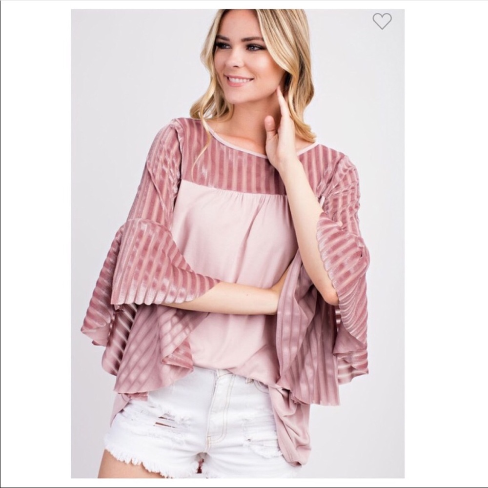 💖Beautiful ShadowVelvet Bell Sleeve Top 1- L left - Picture 2 of 8
